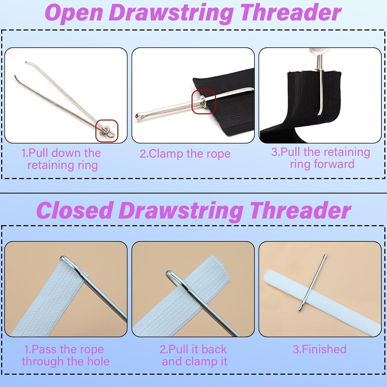 4 Pcs Bodkin Drawstring Threaders,Metal Drawstring Threader Tweezers Easy Quick