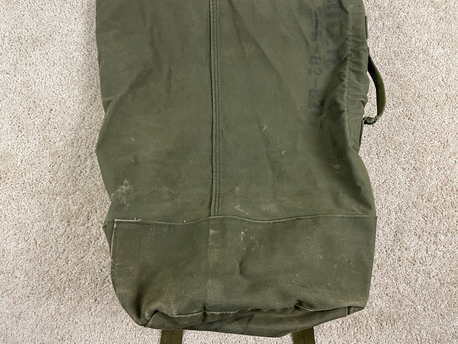 Vintage US Military Army Backpack Duffel Bag Adjustable Strap Pockets Green