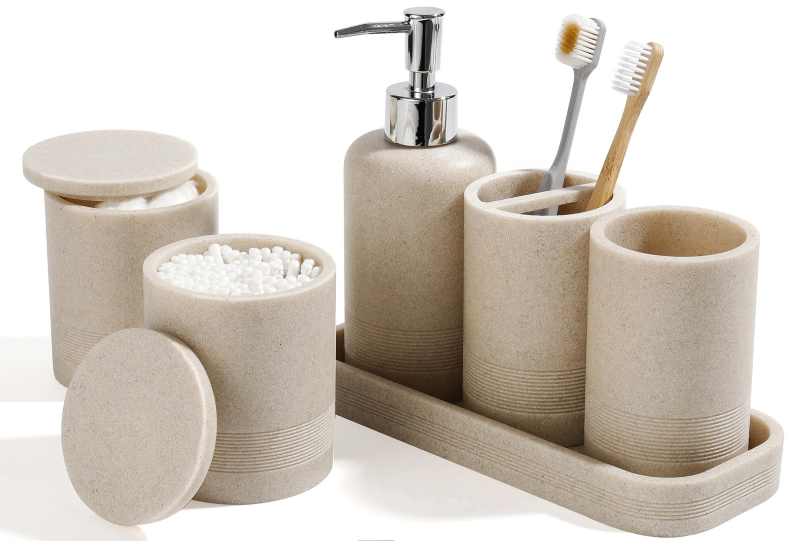 6-Piece Bathroom Accessory Set, Toothbrush Holders Set, Soap Dispenser, Vanity T