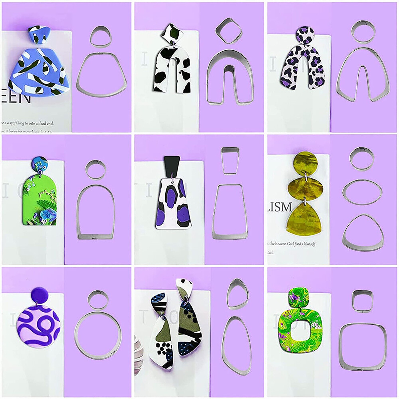 21Pcs Polymer Clay Cutter Pottery DIY Earrings U Pattern Cutting Dies Mold Tool