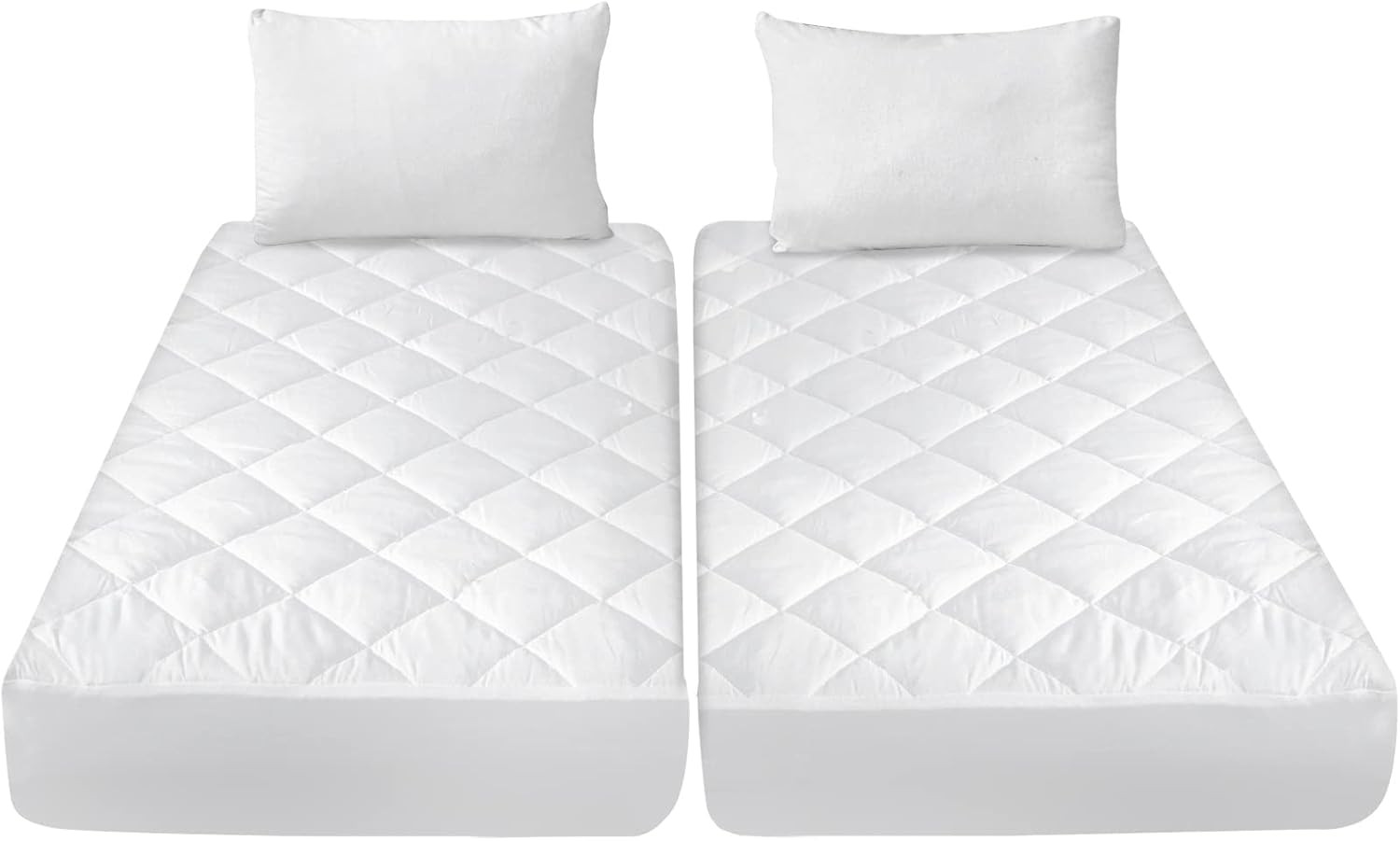 Split California King Mattress Protector Pad for Calking, White