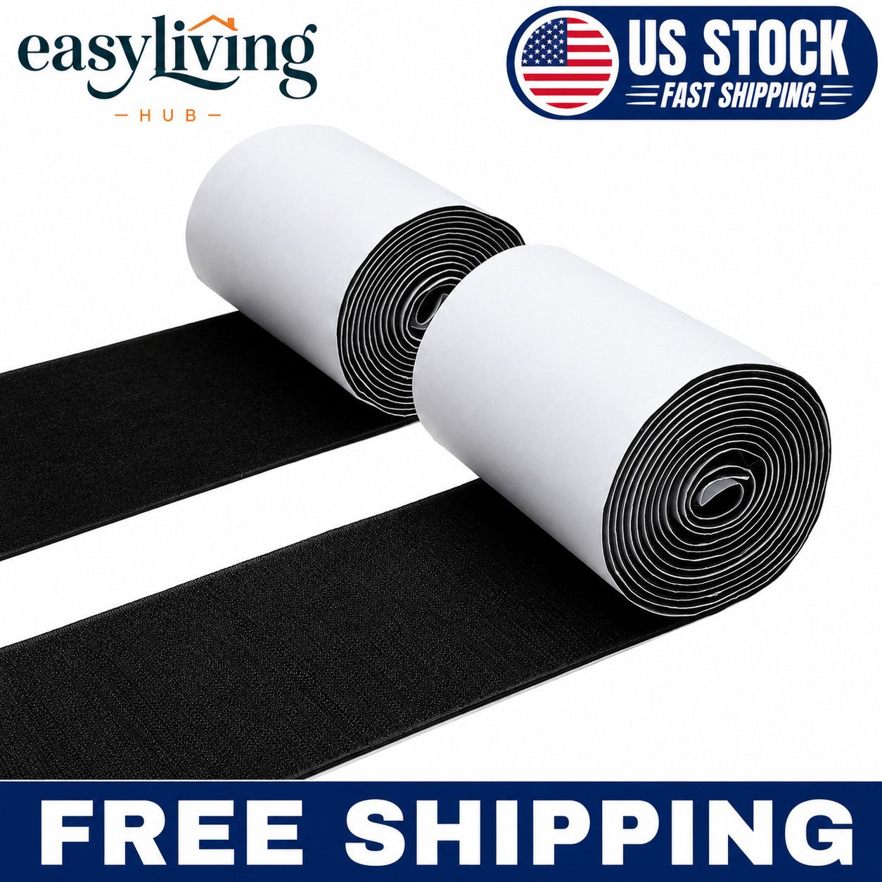 4.4 Inches x 7 Feet Strong Sticky Back Heavy Duty Hook and Loop Tape Adhesive