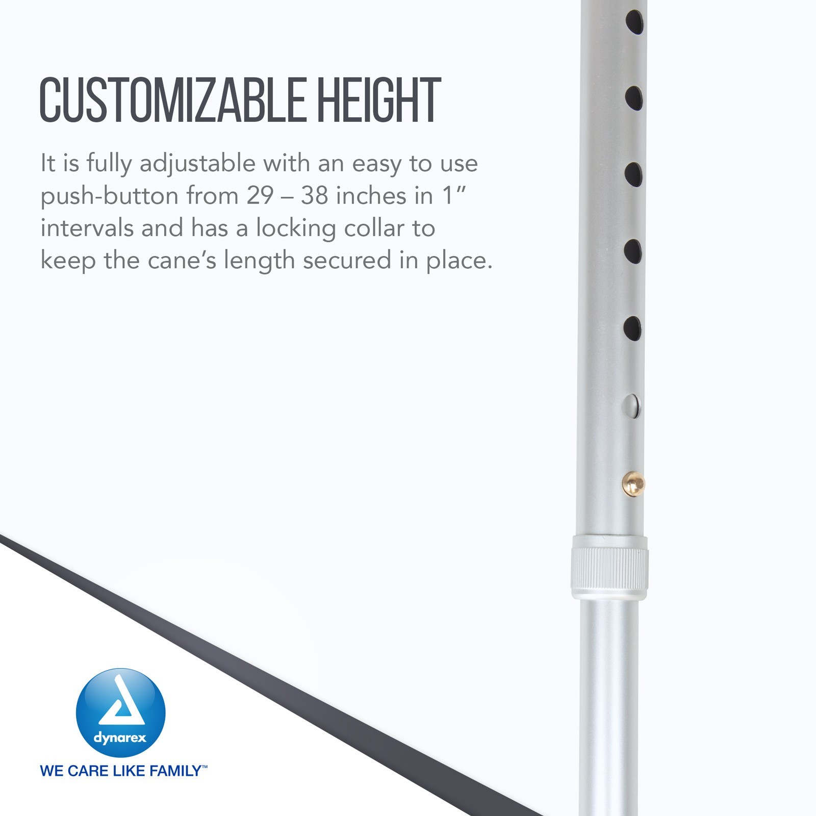 Dynarex Round Handle Canes with Vinyl Grip, Height Adjustable - 6 Canes