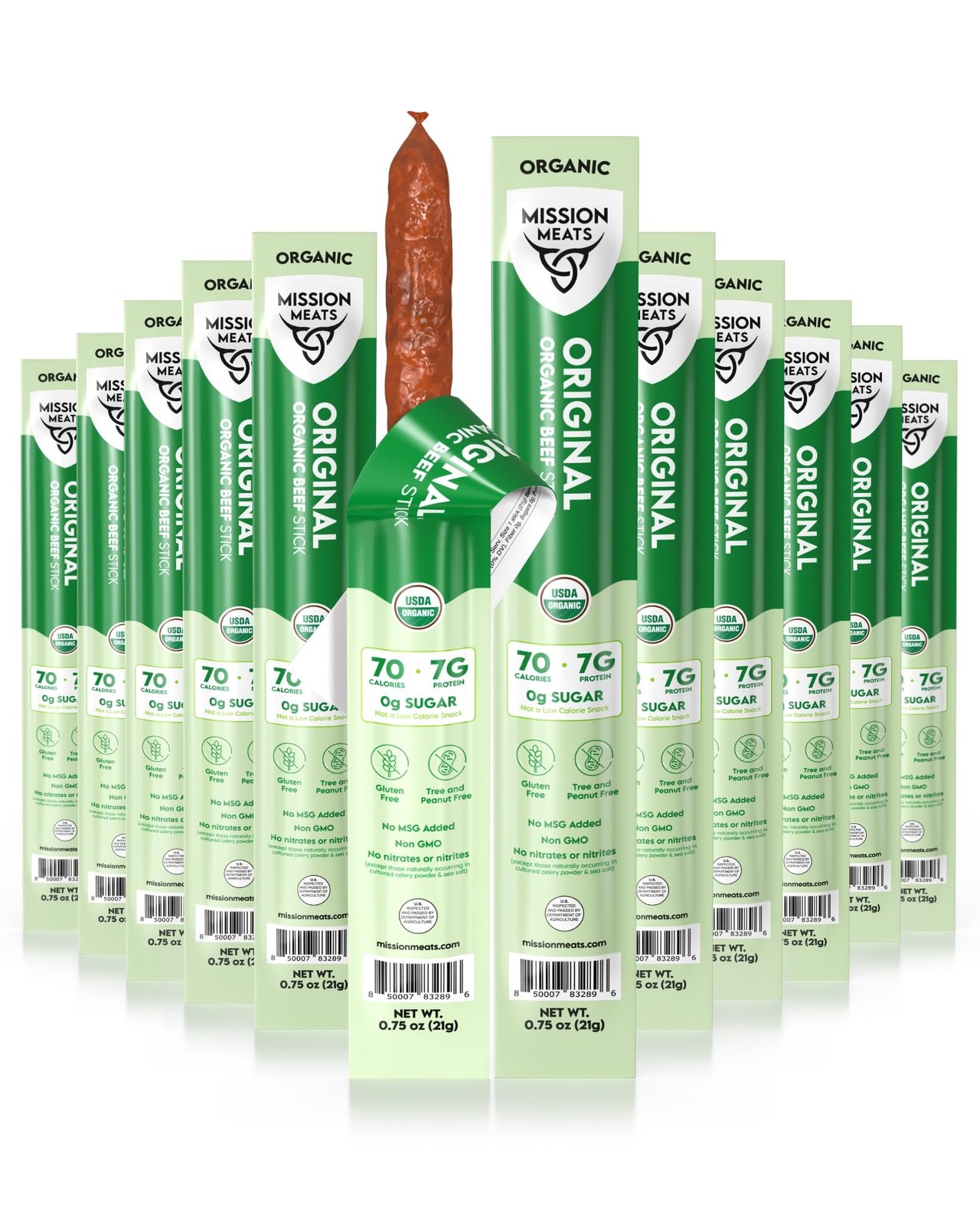 Mission Meats Organic Beef Sticks – Grass Fed & Pasture-Raised, Zero Sugar, N...
