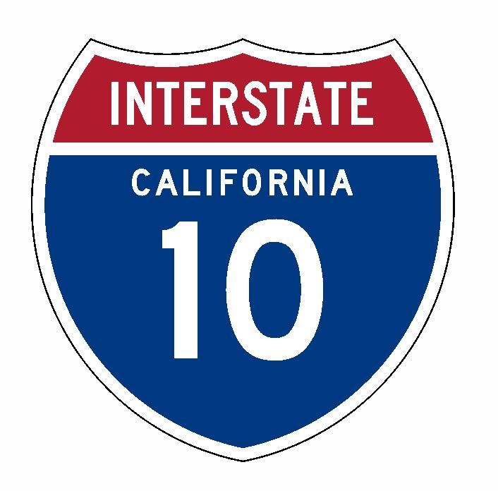 Interstate 10 Sticker R1977 California Highway Sign Road Sign