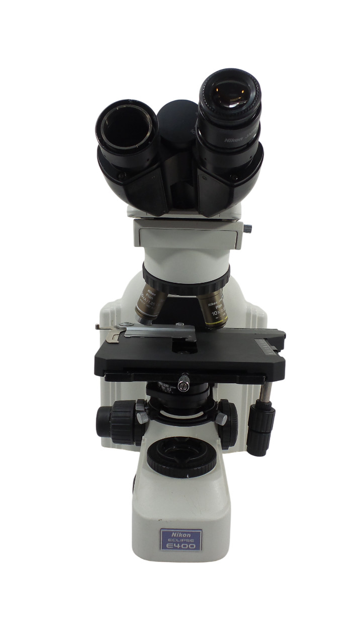 DEFECTIVE DAMAGENikon Eclipse E400 Microscope w3 Objectives G3D
