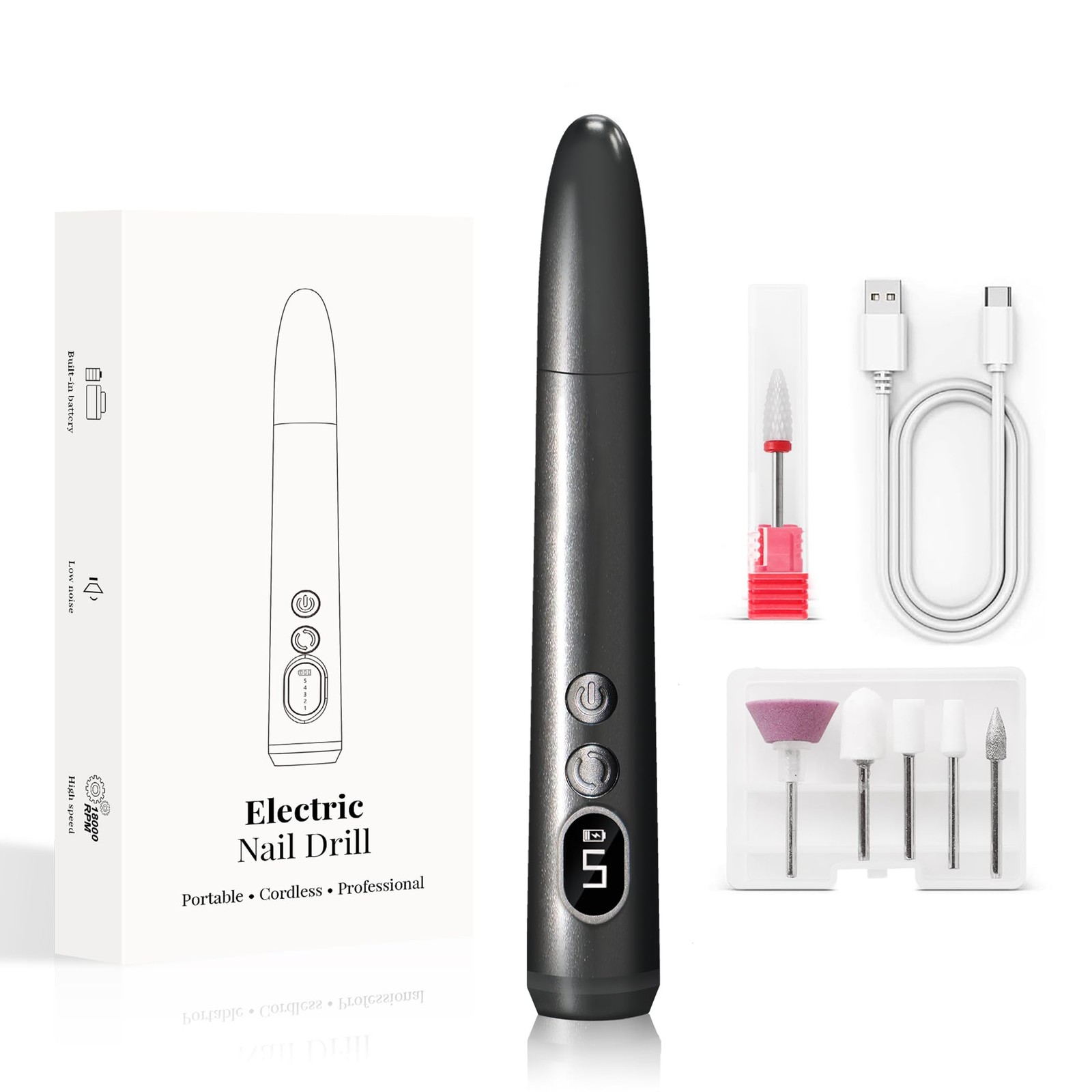 Electric Nail Drill Machine Handheld Manicure Pedicure Polishing Tool for Salon