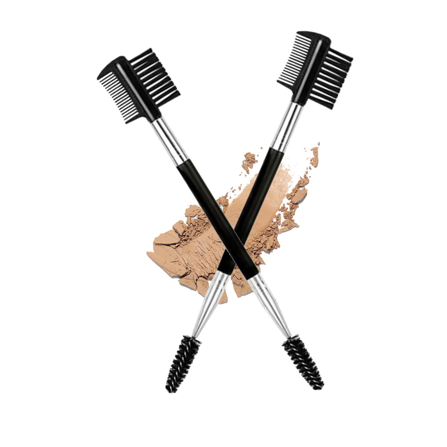 2 Pcs Eyebrow Eyelash Brush Double Head Makeup Grooming Tool Eyelash Comb