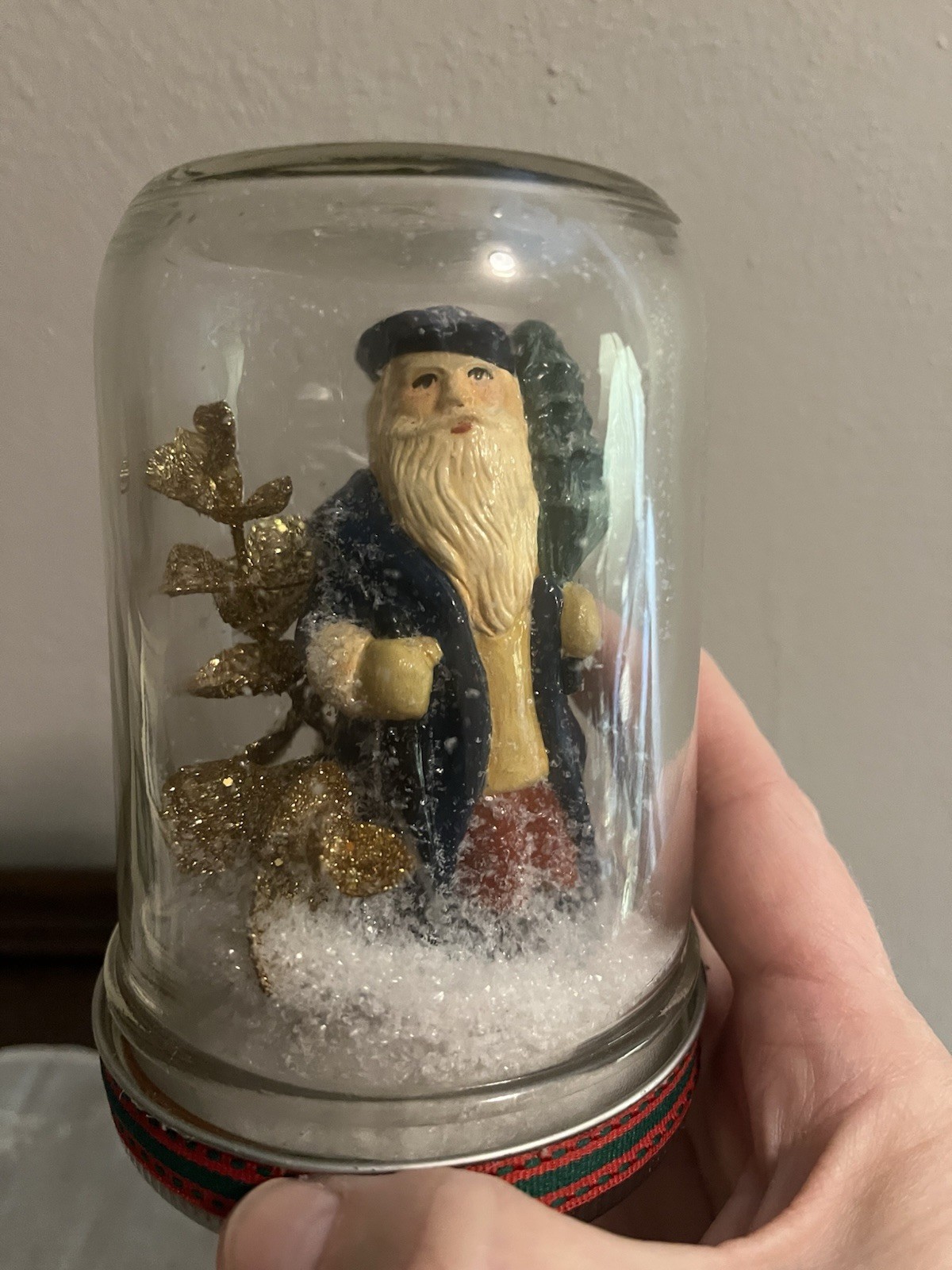Glass Jar Santa Christmas Scene