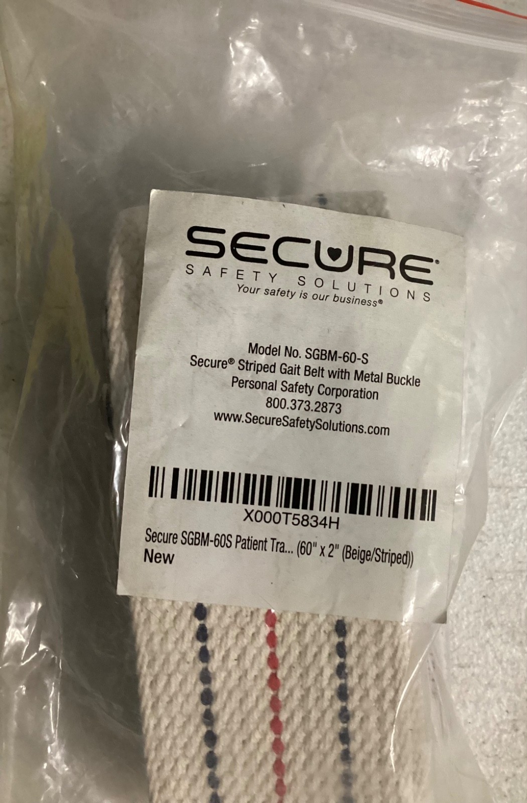 Secure 60 Inch Transfer Gait Belt Metal Buckle Beige