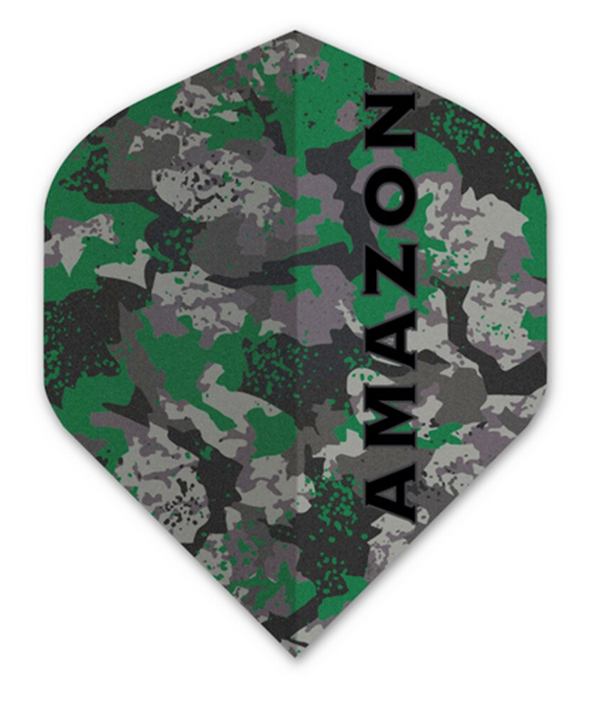 AMAZON CAMO Green Standard Dart Flights 100 Micron 5 sets (15 flights) + track