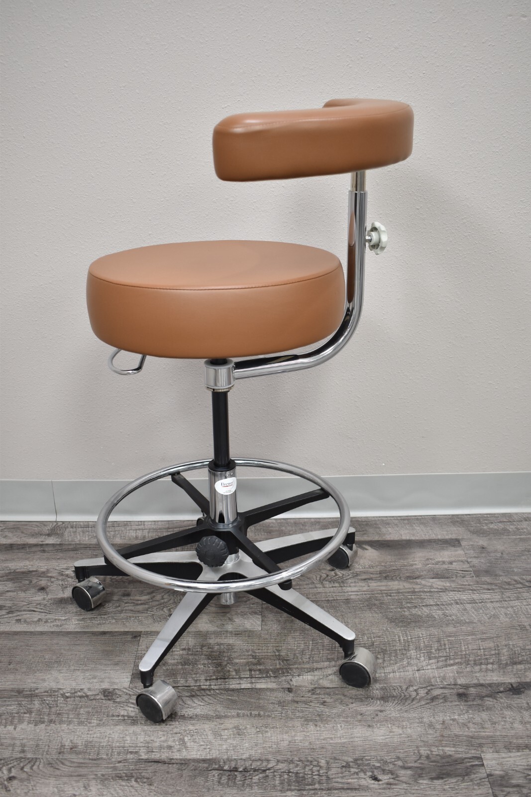 Dental Assistant's Stool Pneumatic w/Ab Support, Footring & Premium Upholstery