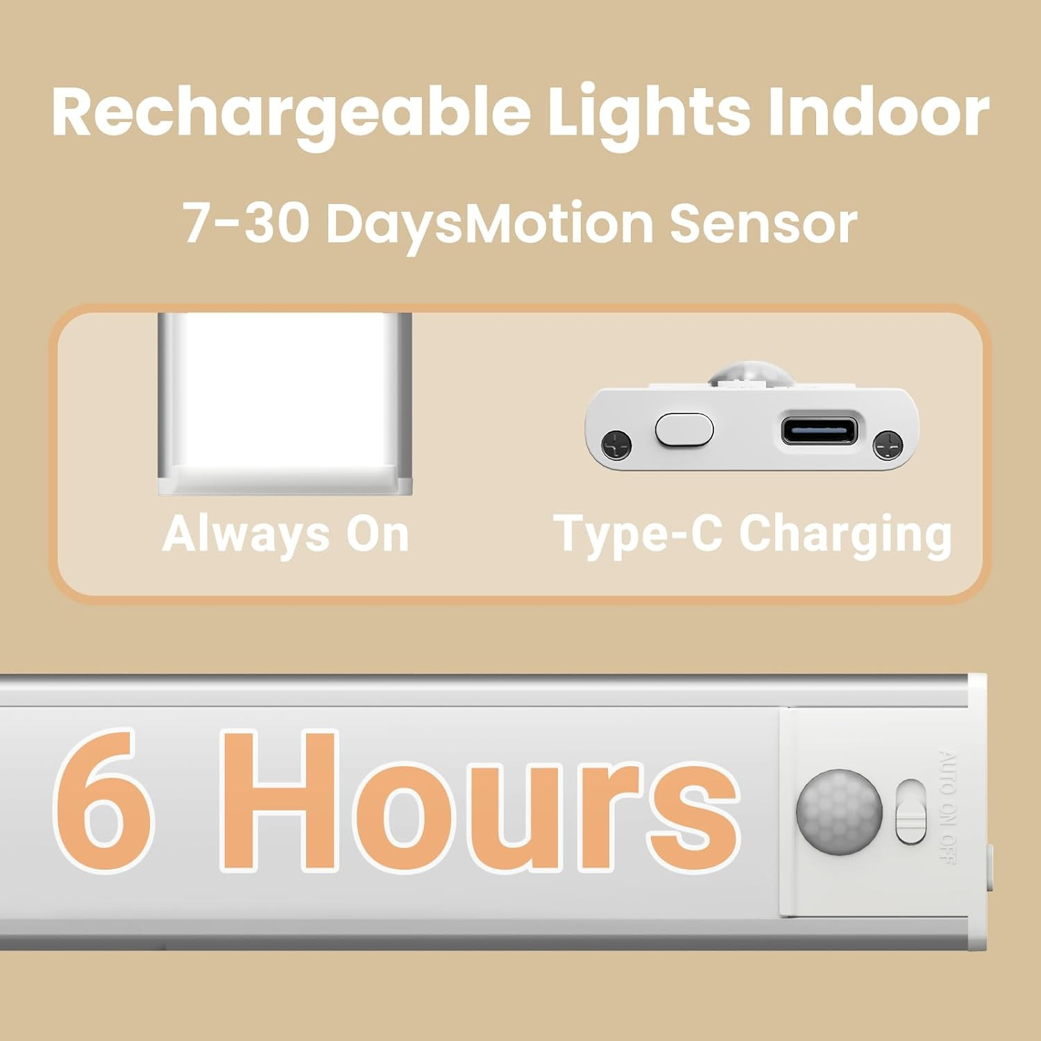 2 Pack Under Cabinet LED Lights 8In Motion Sensor Rechargeable Dimmable