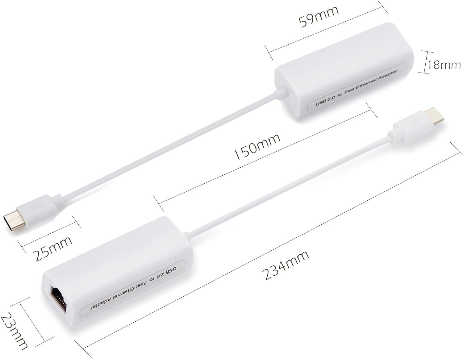 USB-C to Ethernet Adapter, High-Speed Network for Type-C Devices, White