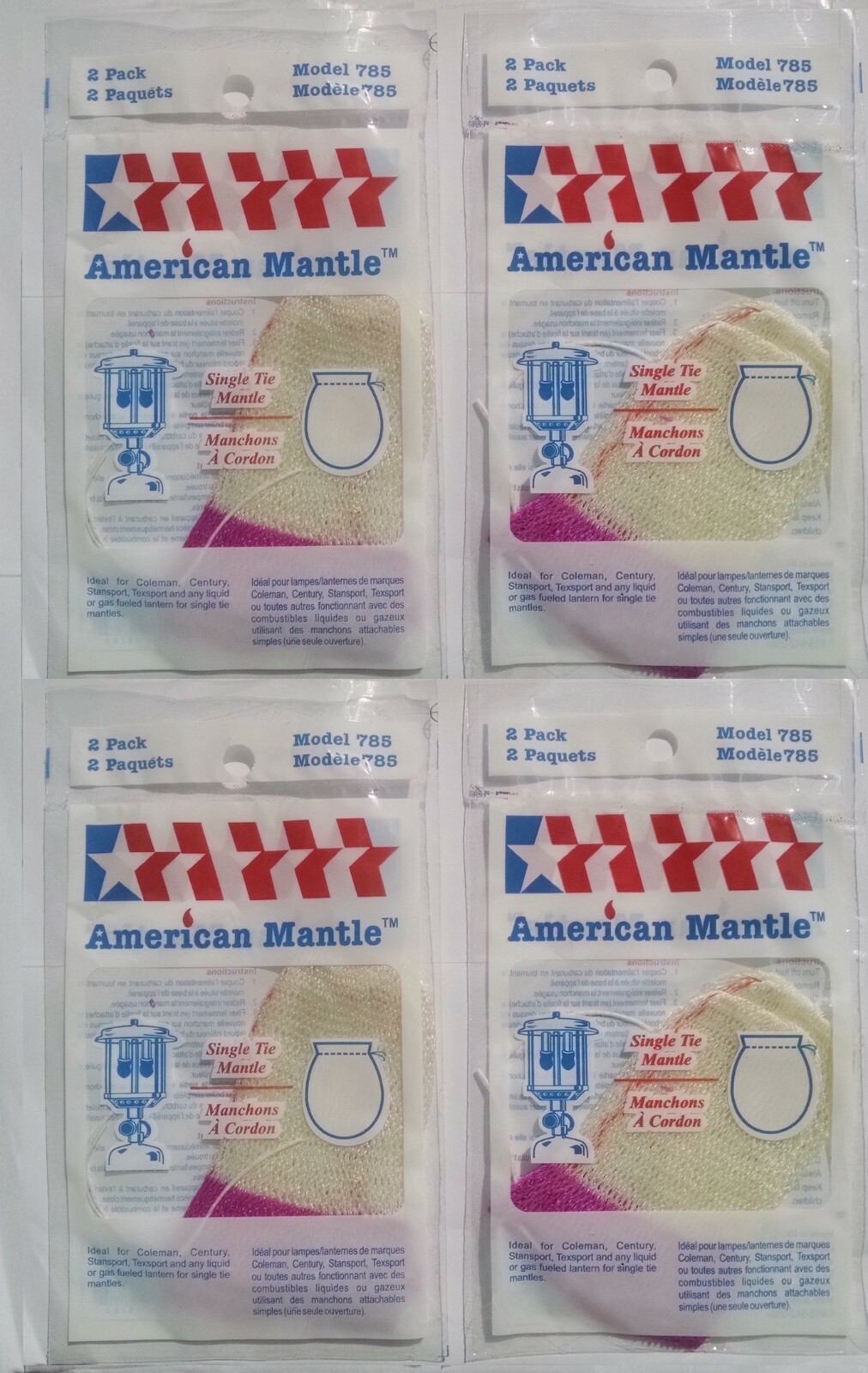 Lantern Mantle; Single Tie; # 21 Tie Style Mantle; SKU # 785; 4 Packs/8 Mantles