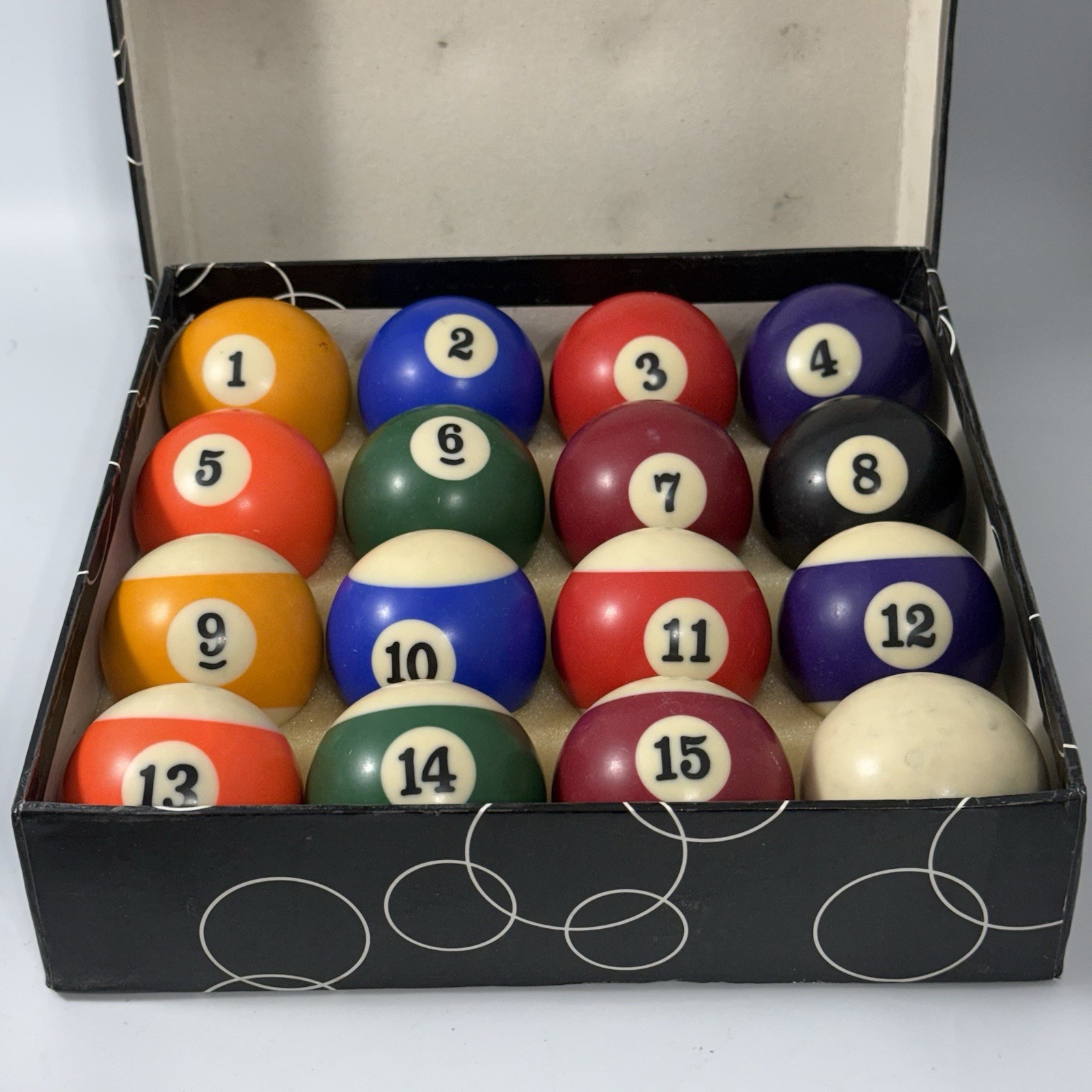 Vintage Standard Billiard Balls 2 1/4” Phenolic Resin Pool Complete Set