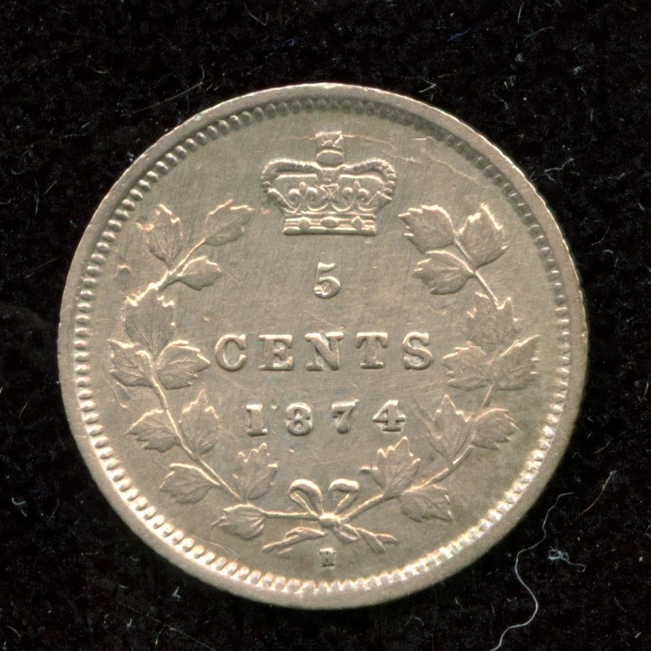 1874H Canada Five Cents - Very Fine Condition