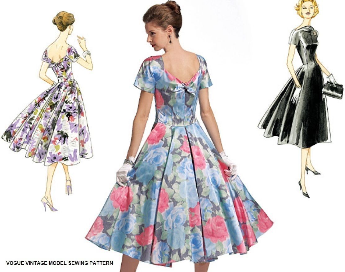 Vogue Vintage 1950s Original 1956 Design Miss Dress Sew Pattern V1084 6-12/14-20