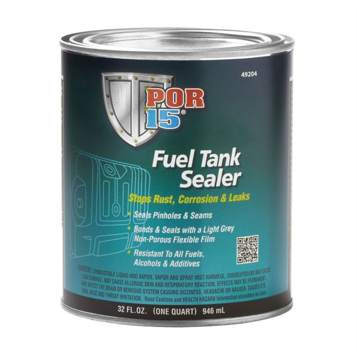 POF.49204 POR-15 INC 49204 Fuel Tank Sealer, 1 qt Can, Semi-Transparent Silver,