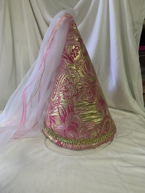 Children's Dress Up Princess Cone Hat, pink/gold metallic NEW costume