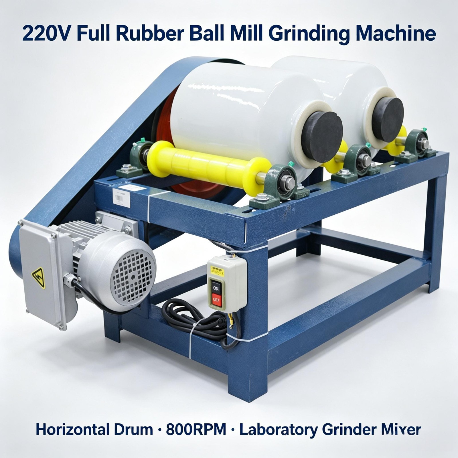220V Small Lab Ball Mill Full Rubber Roller Glaze Quartz Sand Enamel Grinding