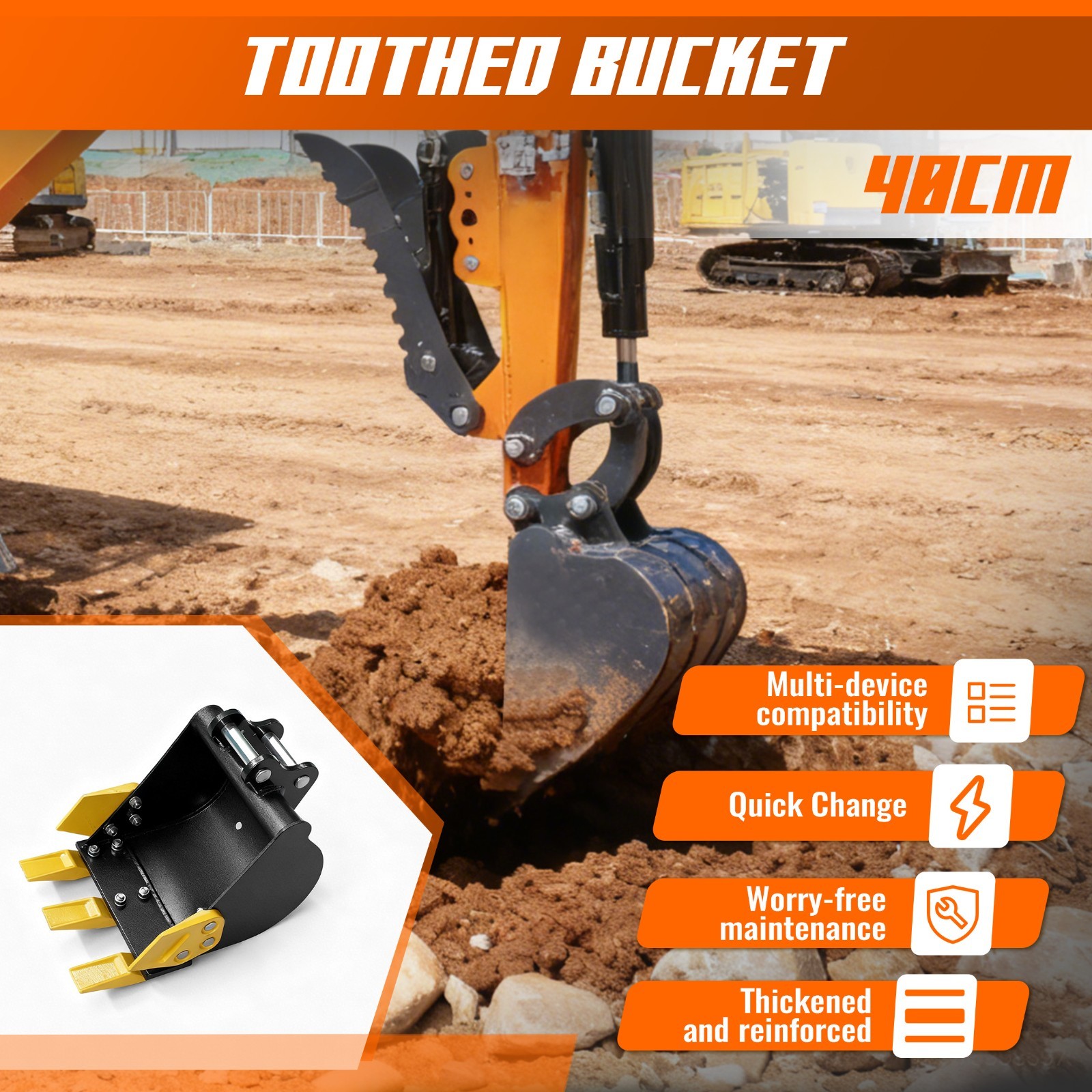 Ultimate 9-in-1 Digger Attachment Set: From Demolition to Leveling & Raking