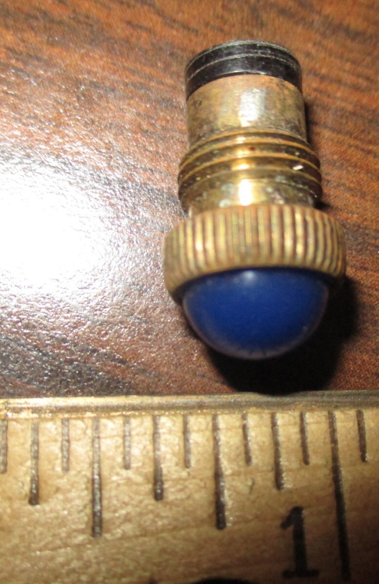 Vintage Miniature Blue Indicator Lamp 3V Screw Base