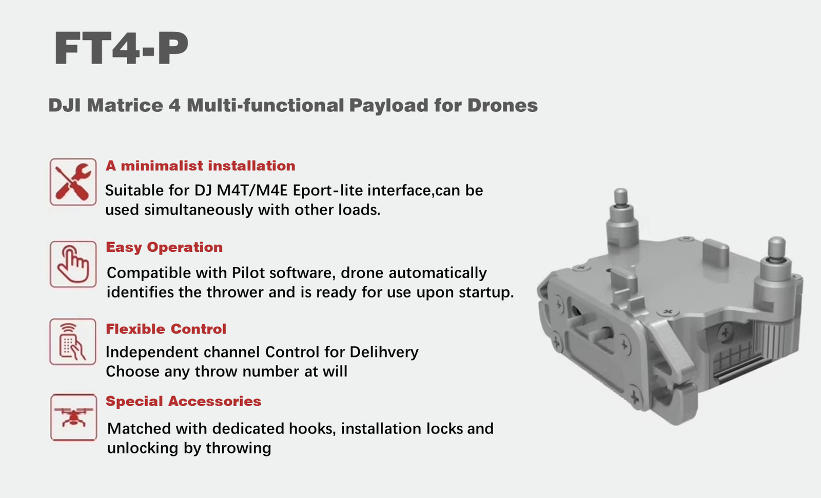 DJI Matrice 4E/M4T FT4-P Airdrop Payload Quick Release Module - Genuine