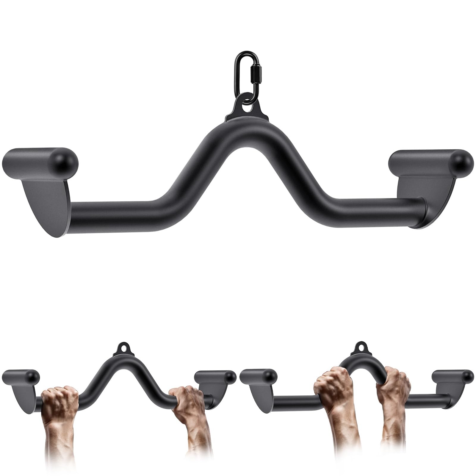 20" LAT Pull Down Bars Cable Machine Attachment, Rowing T-bar V-bar Set, Back...