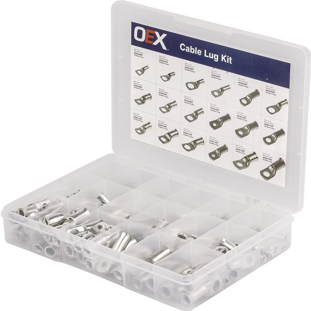 Automotive Battery Lug Kit - 165 Pce - All Flare Entry Lugs - Battery Cable Lug