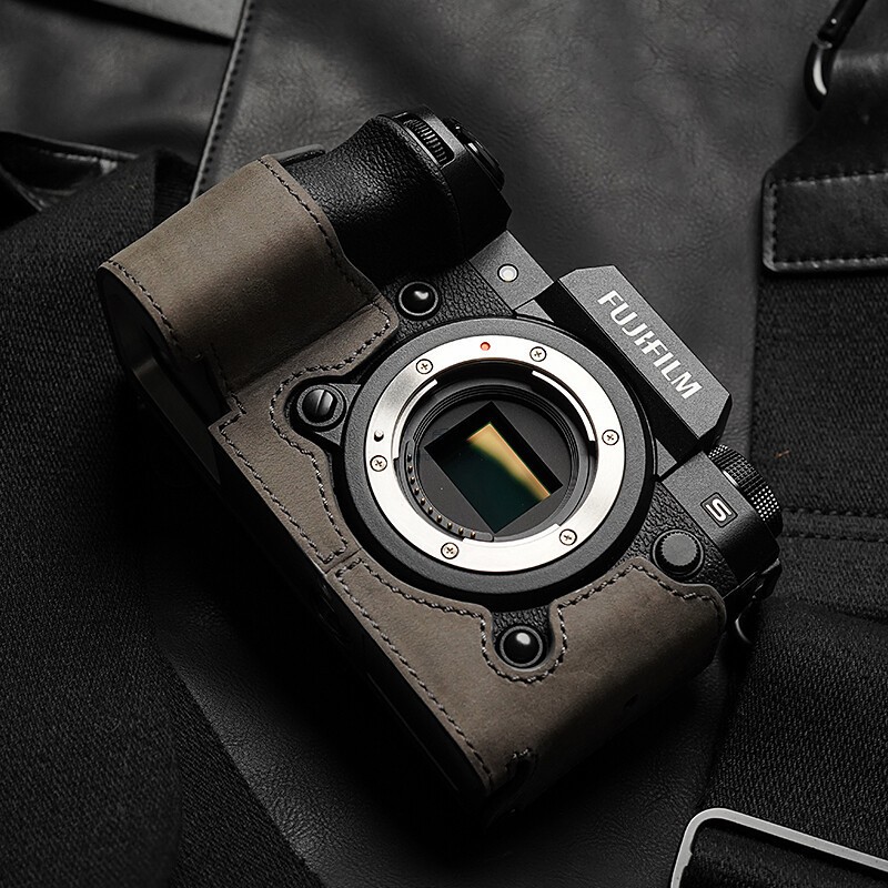 Half Case For Fujifilm X-H2s Leather Metal Insert Camera Retro Cover MrStone New