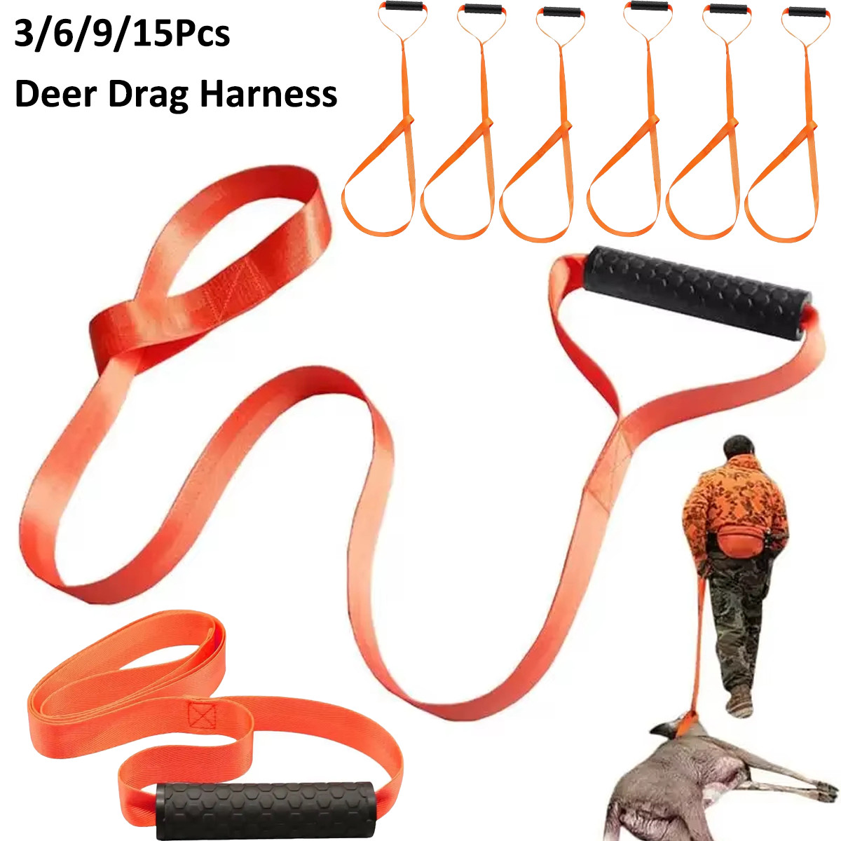 Deer Drag Rope Harness Hunting Gear w/Shoulder Strap Non-Slip Handle Deer Puller