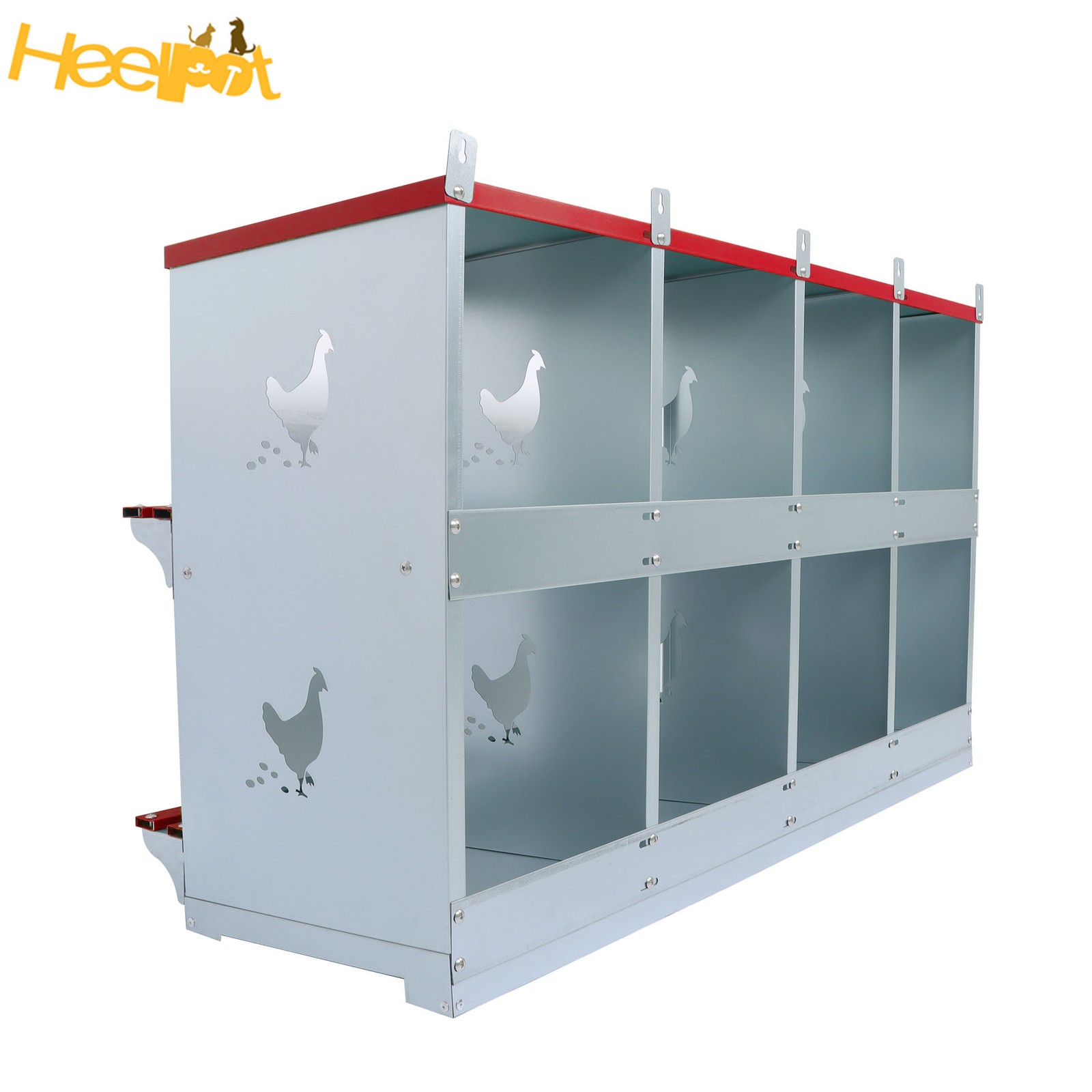 8 Compartments Chickens Egg Laying Box Red High Quality Materials Nesting Box