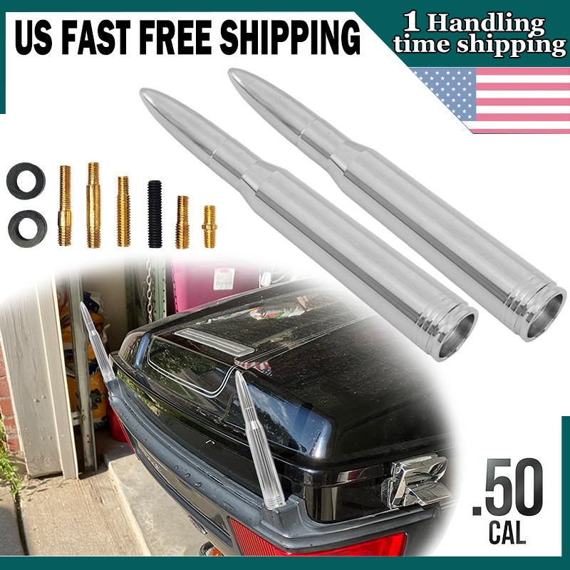 2PCS FOR 1994-2016 HARLEY DAVIDSON ELECTRA GLIDE 50 CAL BULLET SHORT ANTENNA