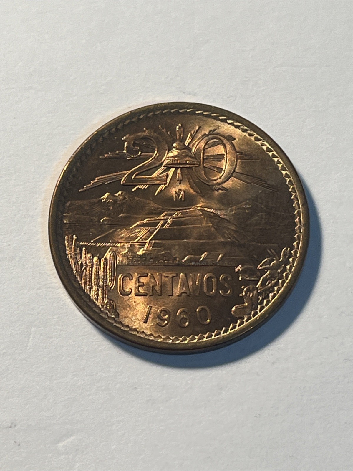 1960 Mexican 20 Centavos Mexico Gem BU UNC