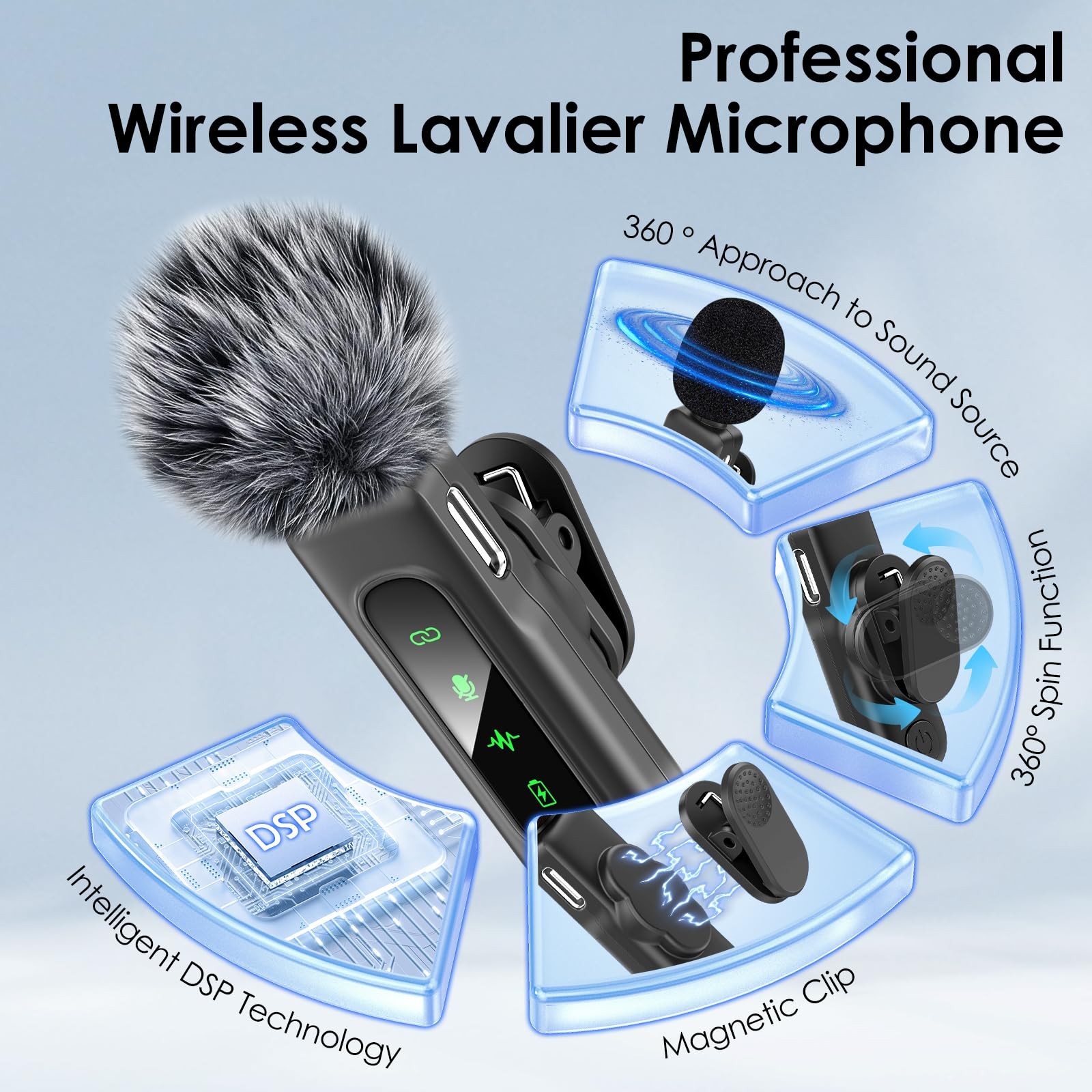 USB C Mini Wireless Lavalier Microphone for iPhone/