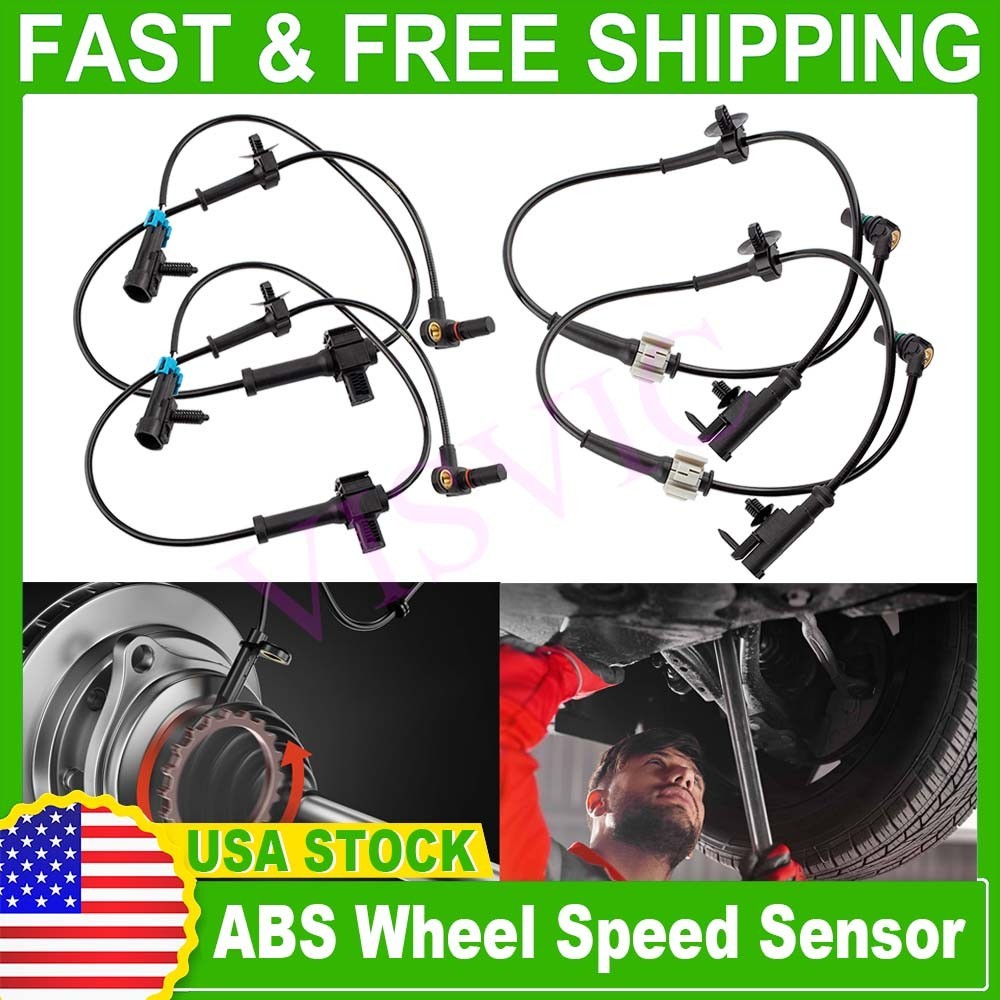 Front and Rear Left & Right ABS Wheel Speed Sensor 2 Pair for Chevy Silverado