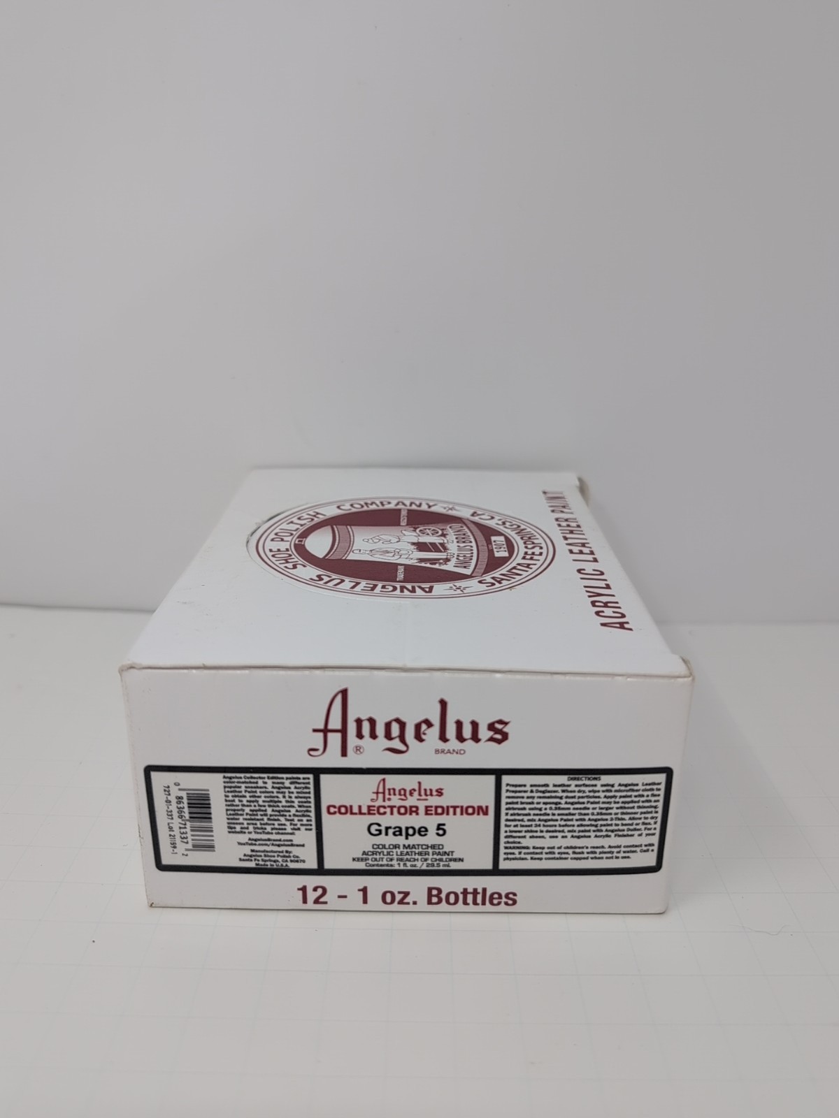 (12) 1 Oz Bottles Of Angelus Acrylic Leather Grape 5 Colored Paint New
