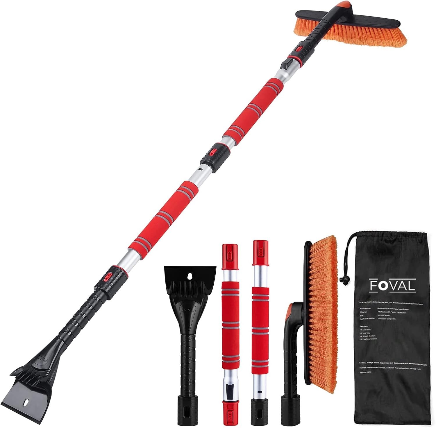62.4" - Ice Scrapers for Car Windshield, 360°Pivoting Brush Head, Comfortable...