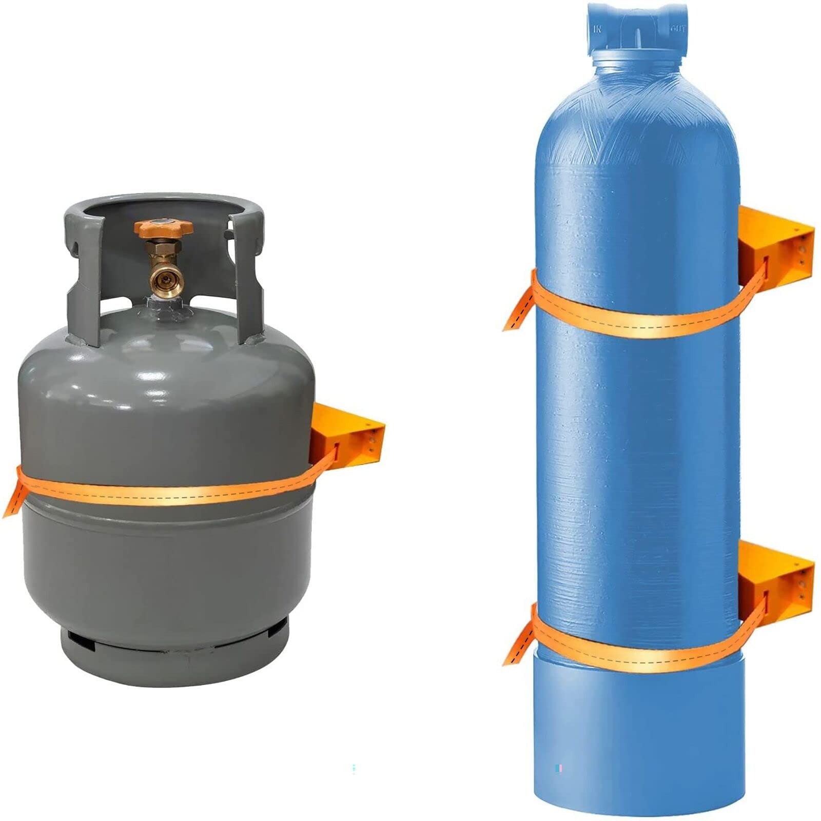 4Pcs Cylinder Wall Mounted Bracket Propane Tank Holder Orange, Orange