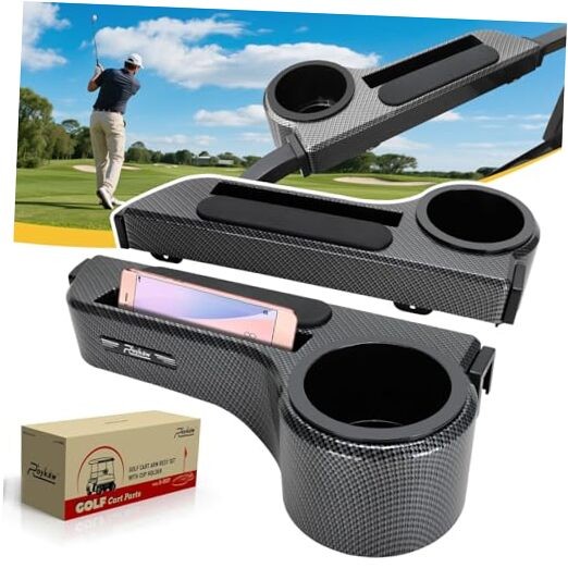 Golf Cart Armrest No Drilling Rear Seat Arm Rest, Universal Carbon Fiber