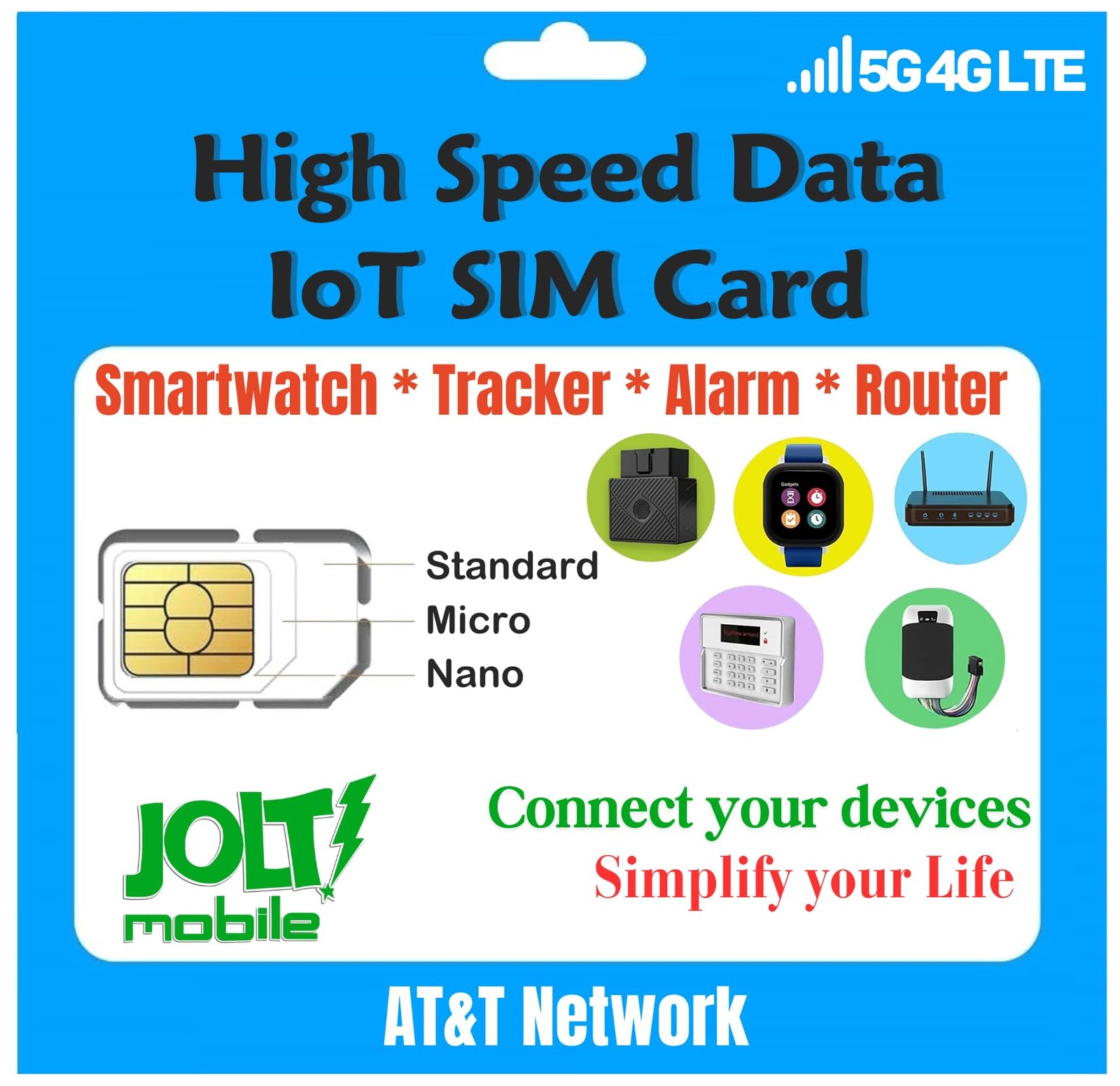 Jolt Mobile SIM Card Starter Kit for SmartWatch GPS Trackers, Routers,...