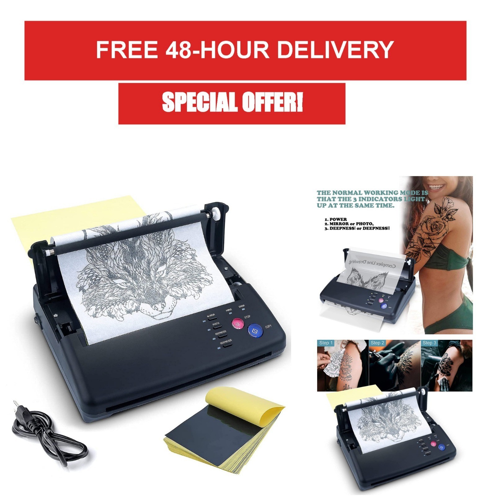 Sacnahe Tattoo Transfer Stencil Machine Copier with 20 Stencil Papers