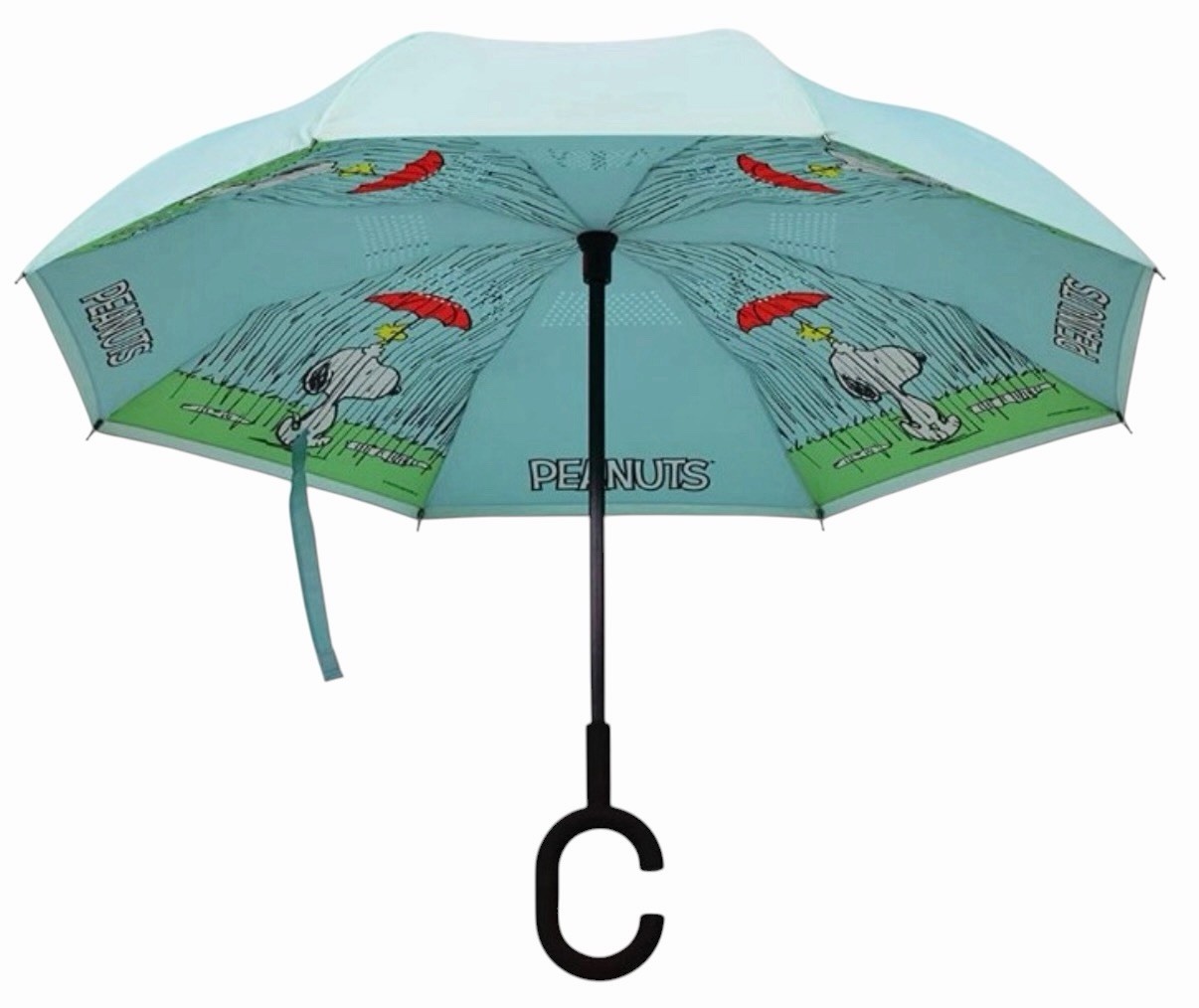 Peanuts Snoopy Woodstock Blue Revers-A-Brella No-Drip Inverted C-Handle Umbrella