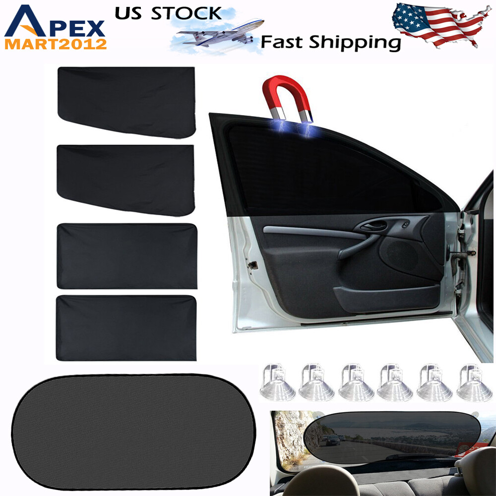 4Pcs Magnetic Car Side Window Sun Shade Cover Shield& Rear Window Mesh Covers
