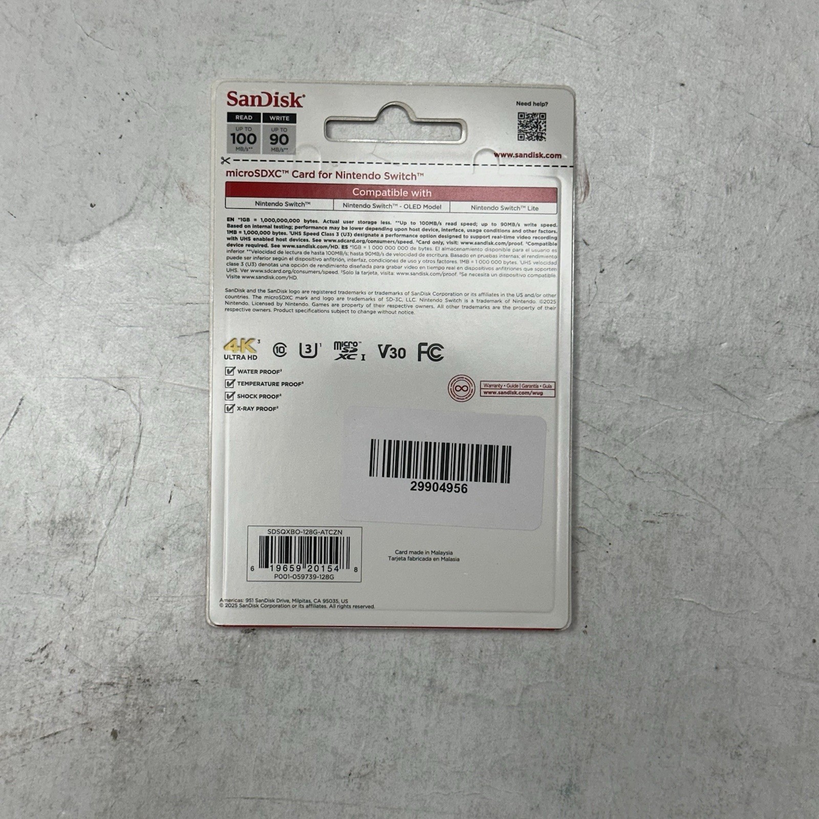 Sandisk Nintendo Switch MicroSDXC Card 128GB - New
