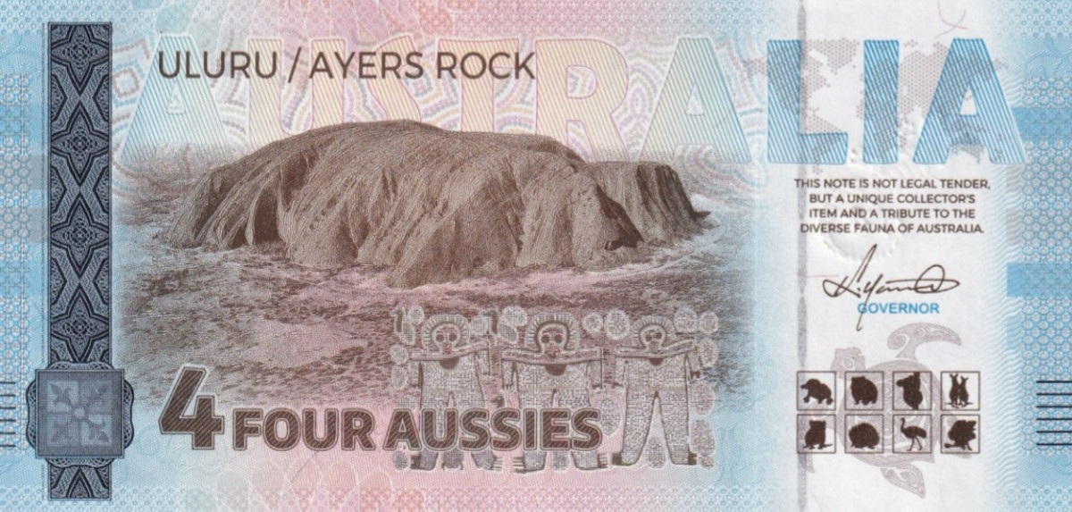 Australia TEST NOTE Souvenir Note 4 Aussie Red Kangaroo UNC