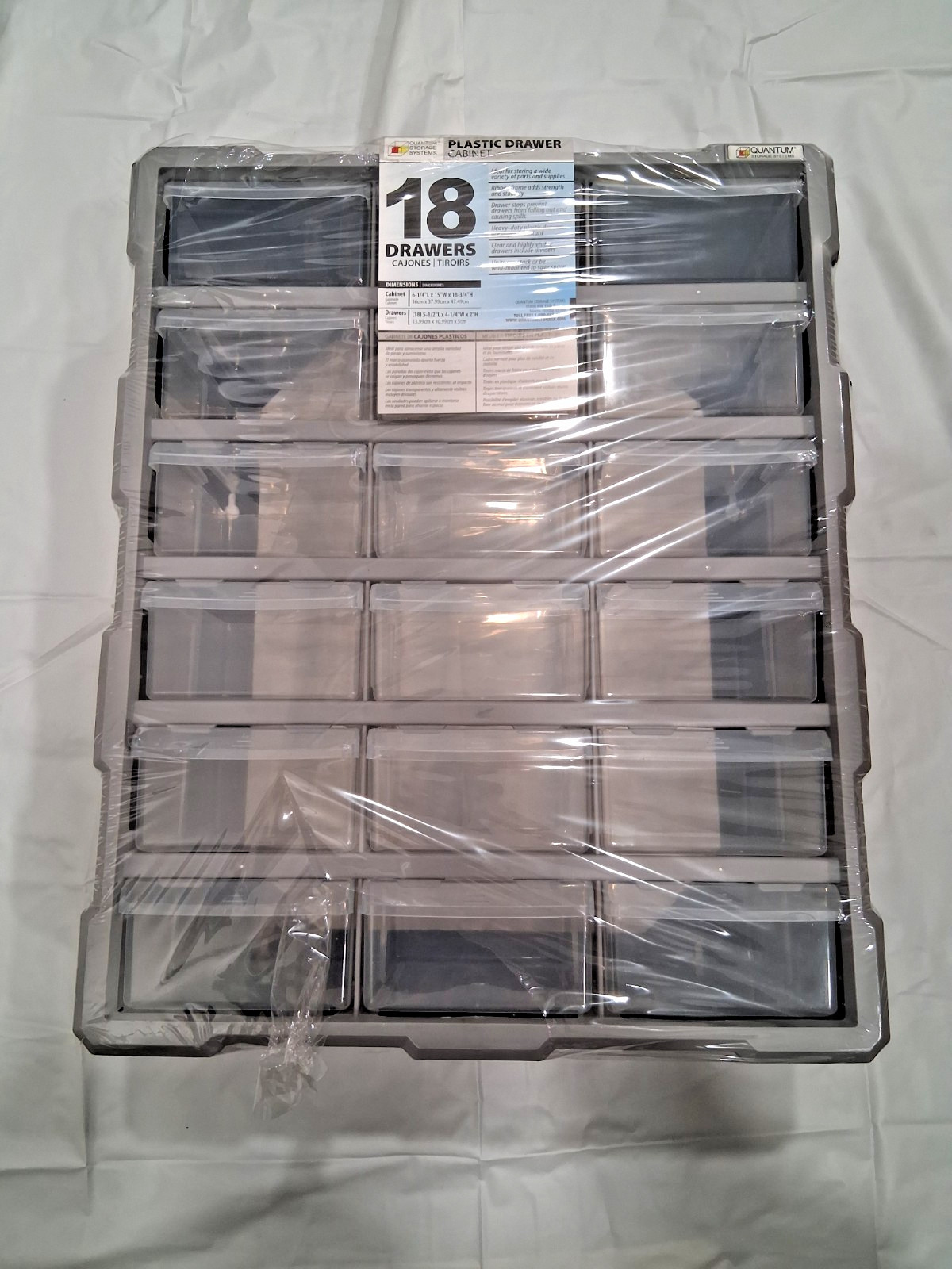 Quantum Storage Small Parts Drawer Cabinet System 18 Drawer PDC-18BK