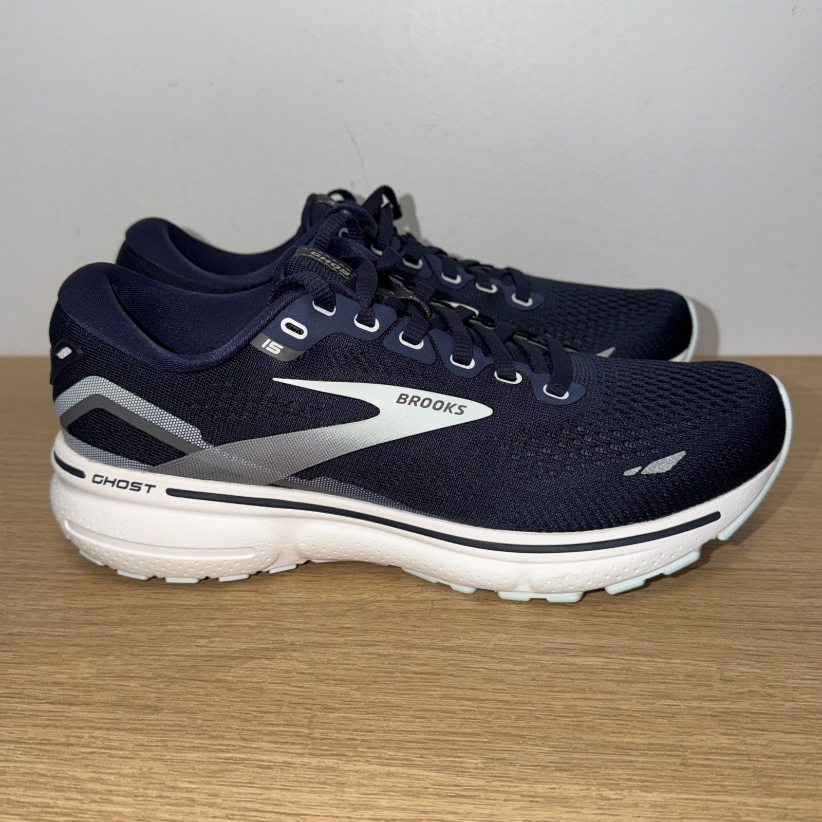 Brooks Ghost 15 Womens Shoes Size 7.5 Navy Blue Running Sneakers 1203801B450