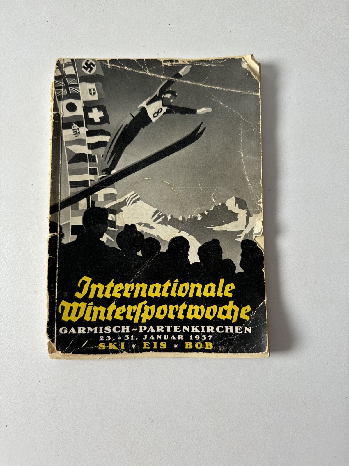 1937 WWII-era RARE German Winter Sports Program Art Henel Garmisch Partenkirchen